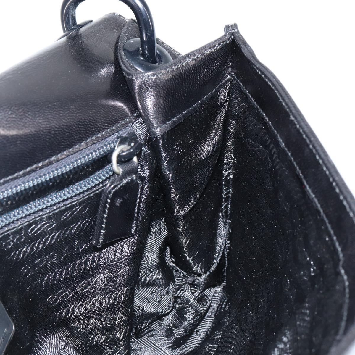 PRADA Chain Shoulder Bag Leather Black Auth 143771
