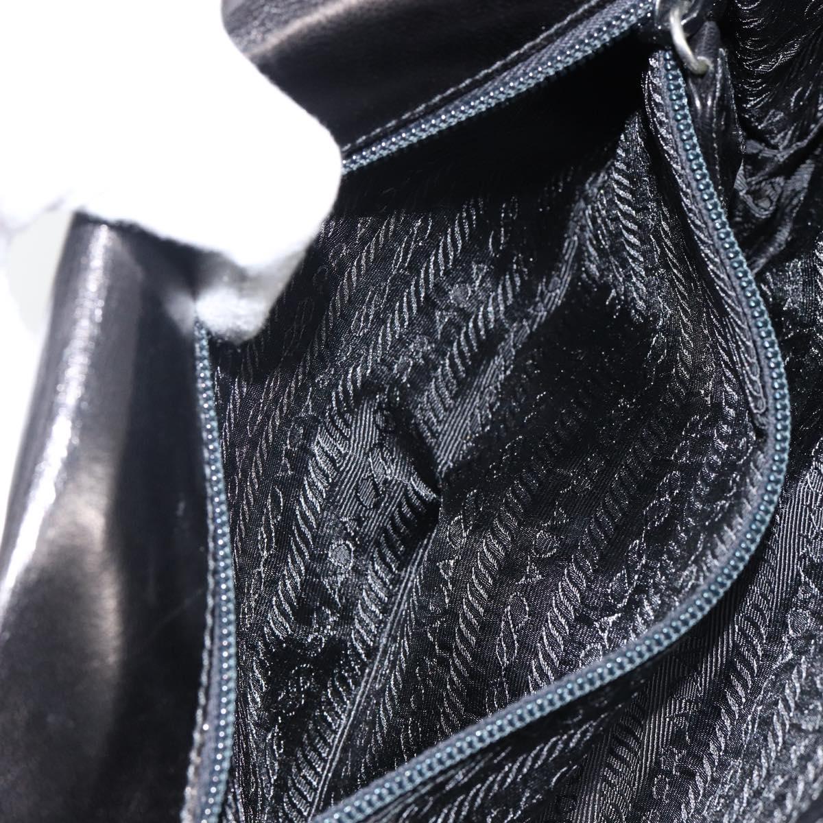 PRADA Chain Shoulder Bag Leather Black Auth 143771