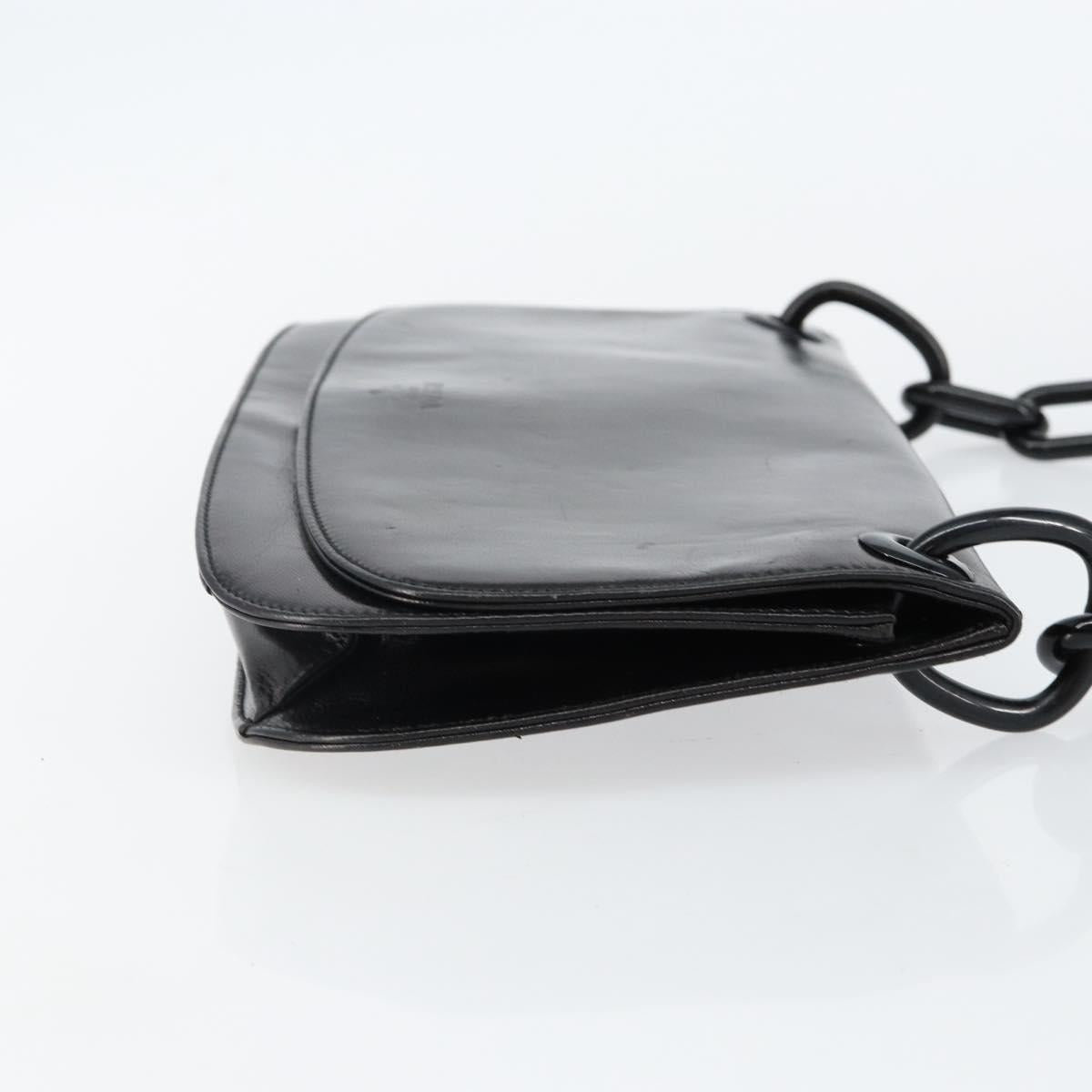 PRADA Chain Shoulder Bag Leather Black Auth 143771