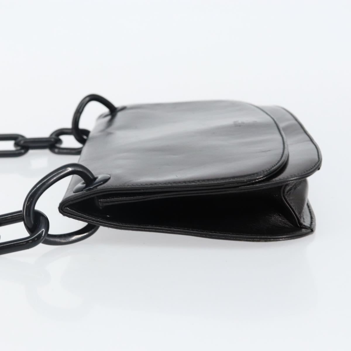PRADA Chain Shoulder Bag Leather Black Auth 143771