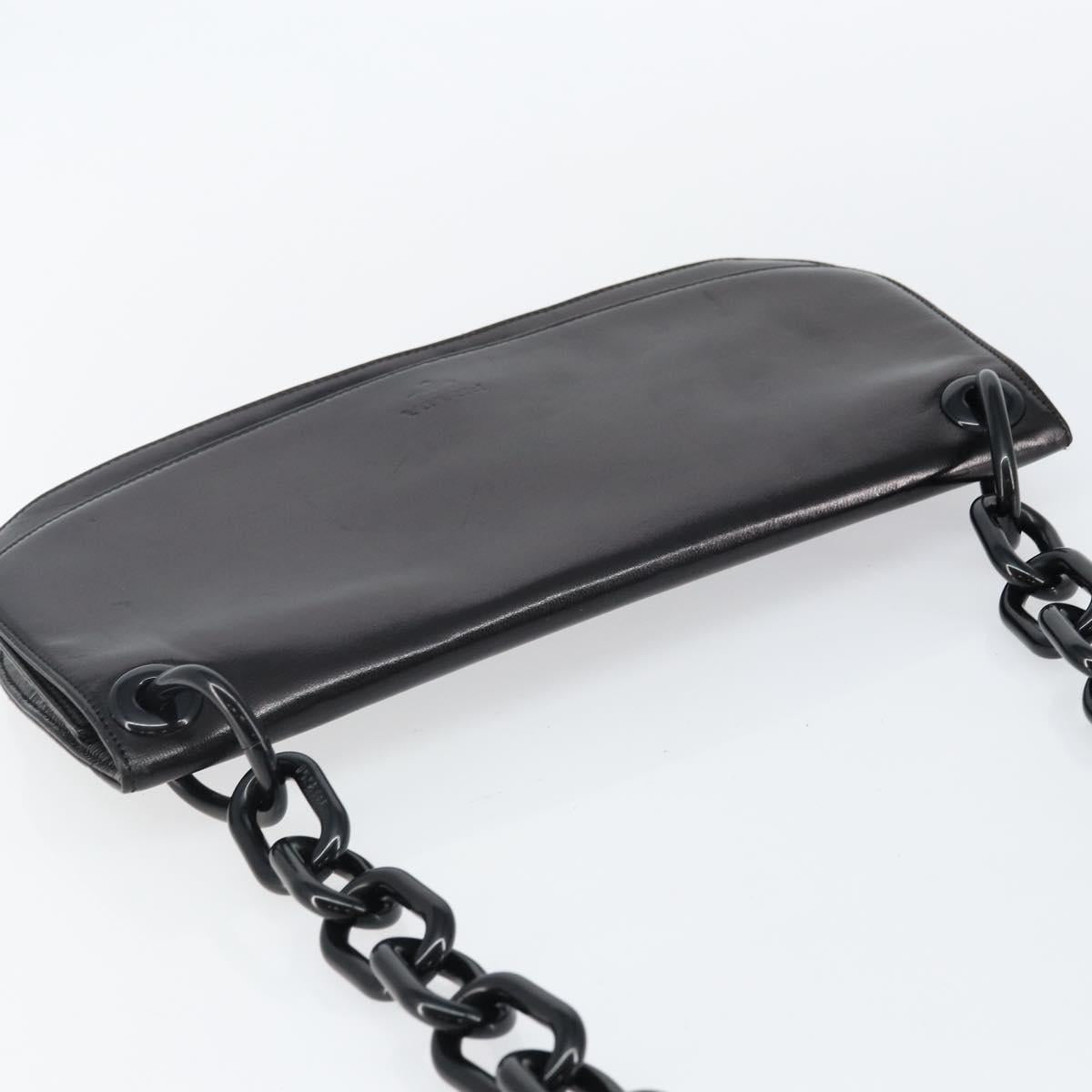 PRADA Chain Shoulder Bag Leather Black Auth 143771