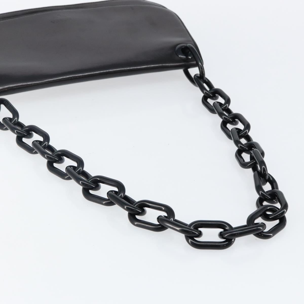 PRADA Chain Shoulder Bag Leather Black Auth 143771
