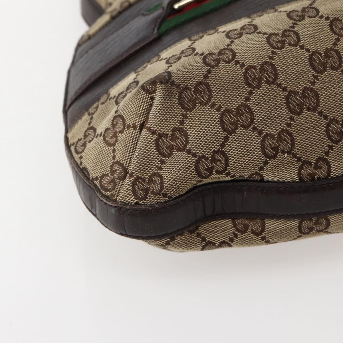 GUCCI GG Canvas Web Sherry Line Horsebit Bag Beige Gold 137386 Auth 143773