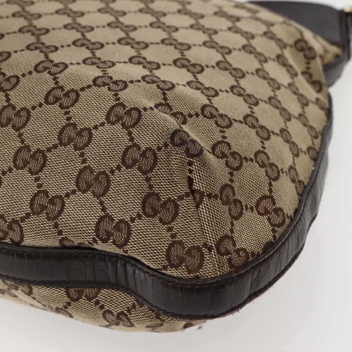 GUCCI GG Canvas Web Sherry Line Horsebit Bag Beige Gold 137386 Auth 143773