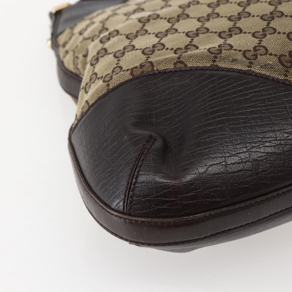 GUCCI GG Canvas Web Sherry Line Horsebit Bag Beige Gold 137386 Auth 143773