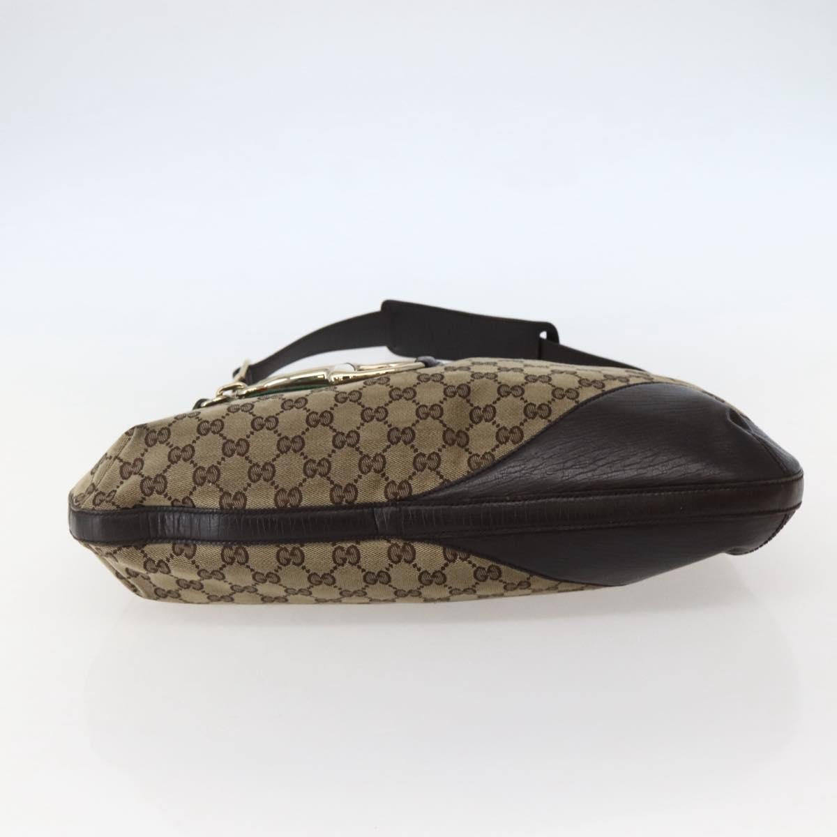 GUCCI GG Canvas Web Sherry Line Horsebit Bag Beige Gold 137386 Auth 143773