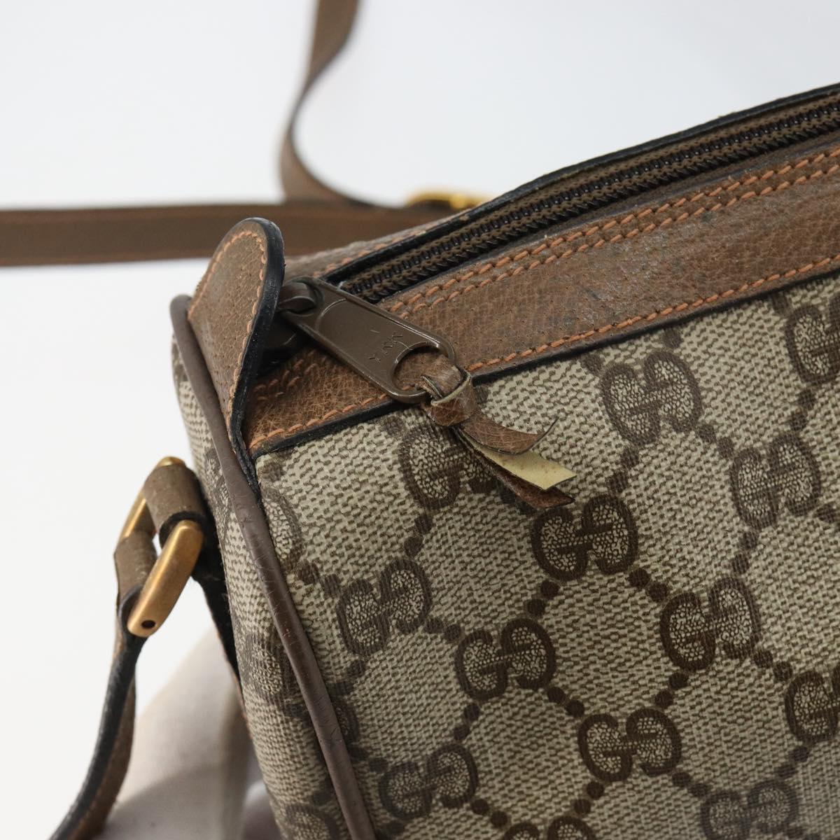 GUCCI GG Supreme Web Sherry Line Bag PVC Beige Gold 89 02 017 Auth 143775