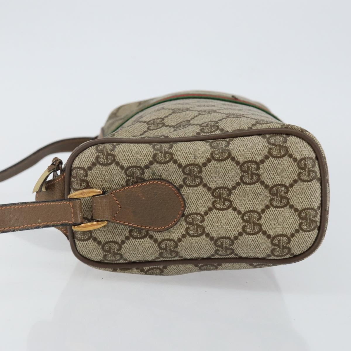 GUCCI GG Supreme Web Sherry Line Bag PVC Beige Gold 89 02 017 Auth 143775