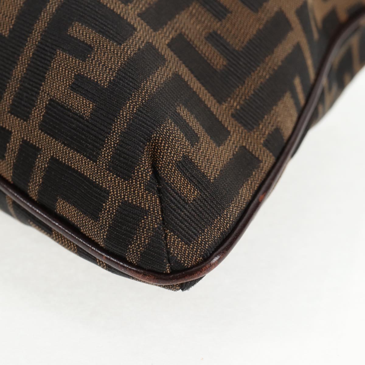 FENDI Zucca Canvas Shoulder Bag Black Brown Auth 143776V
