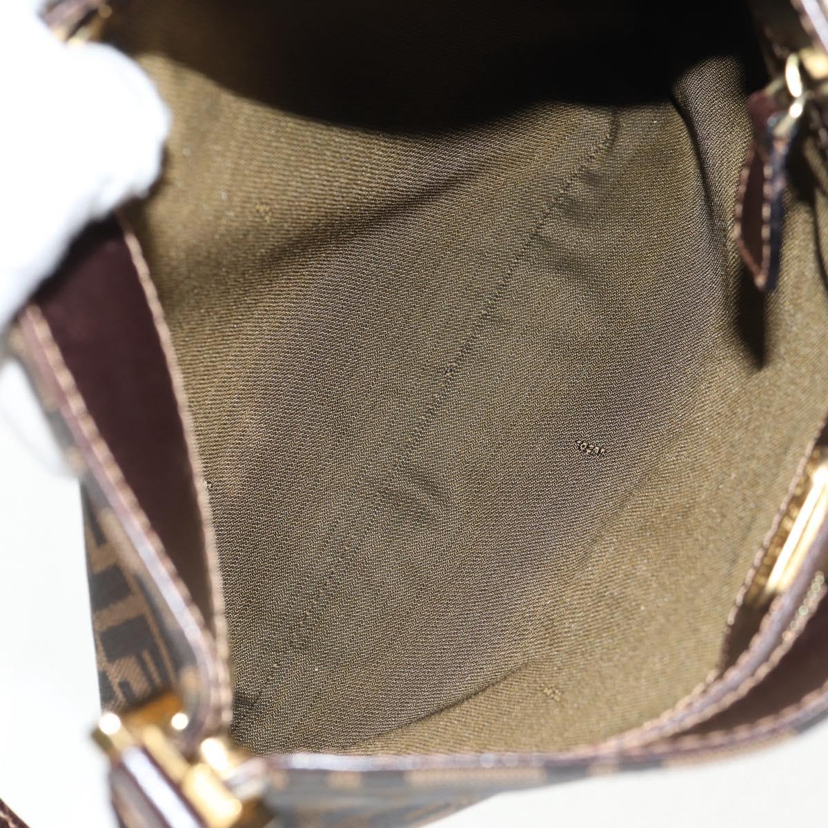 FENDI Zucca Canvas Shoulder Bag Black Brown Auth 143776V