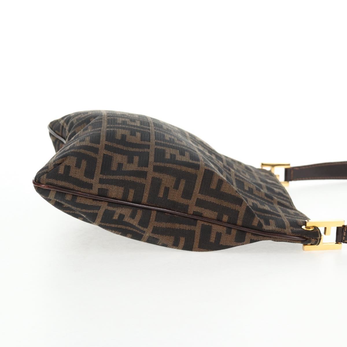 FENDI Zucca Canvas Shoulder Bag Black Brown Auth 143776V