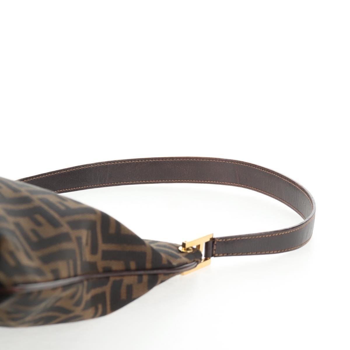 FENDI Zucca Canvas Shoulder Bag Black Brown Auth 143776V
