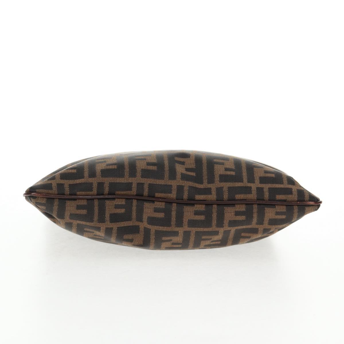 FENDI Zucca Canvas Shoulder Bag Black Brown Auth 143776V