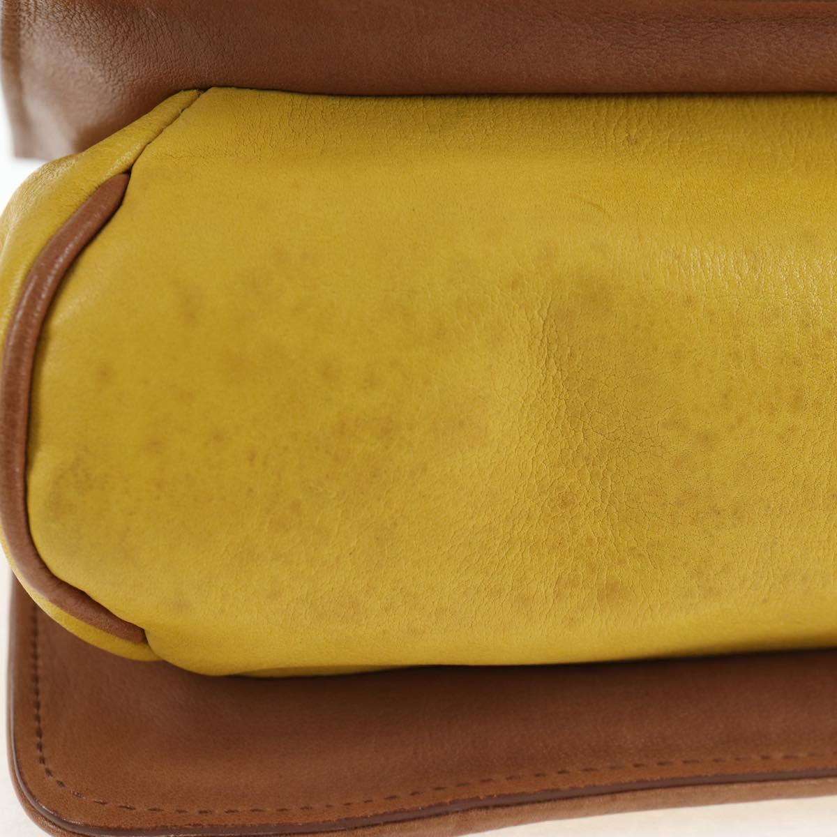 BOTTEGA VENETA INTRECCIATO Hand Bag Leather Outlet Yellow Silver Auth 143785V