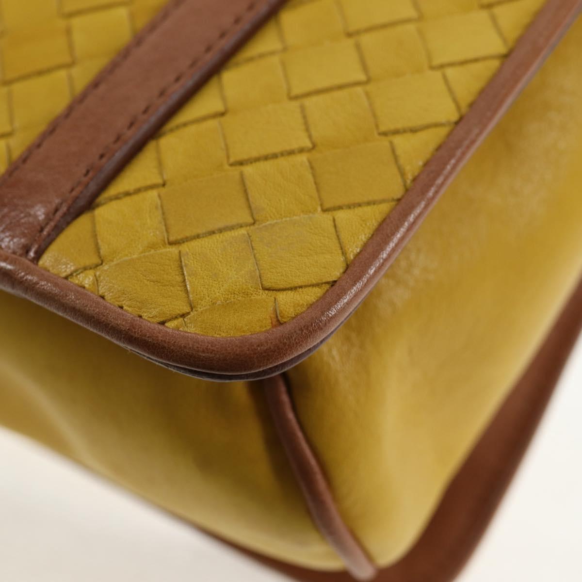 BOTTEGA VENETA INTRECCIATO Hand Bag Leather Outlet Yellow Silver Auth 143785V