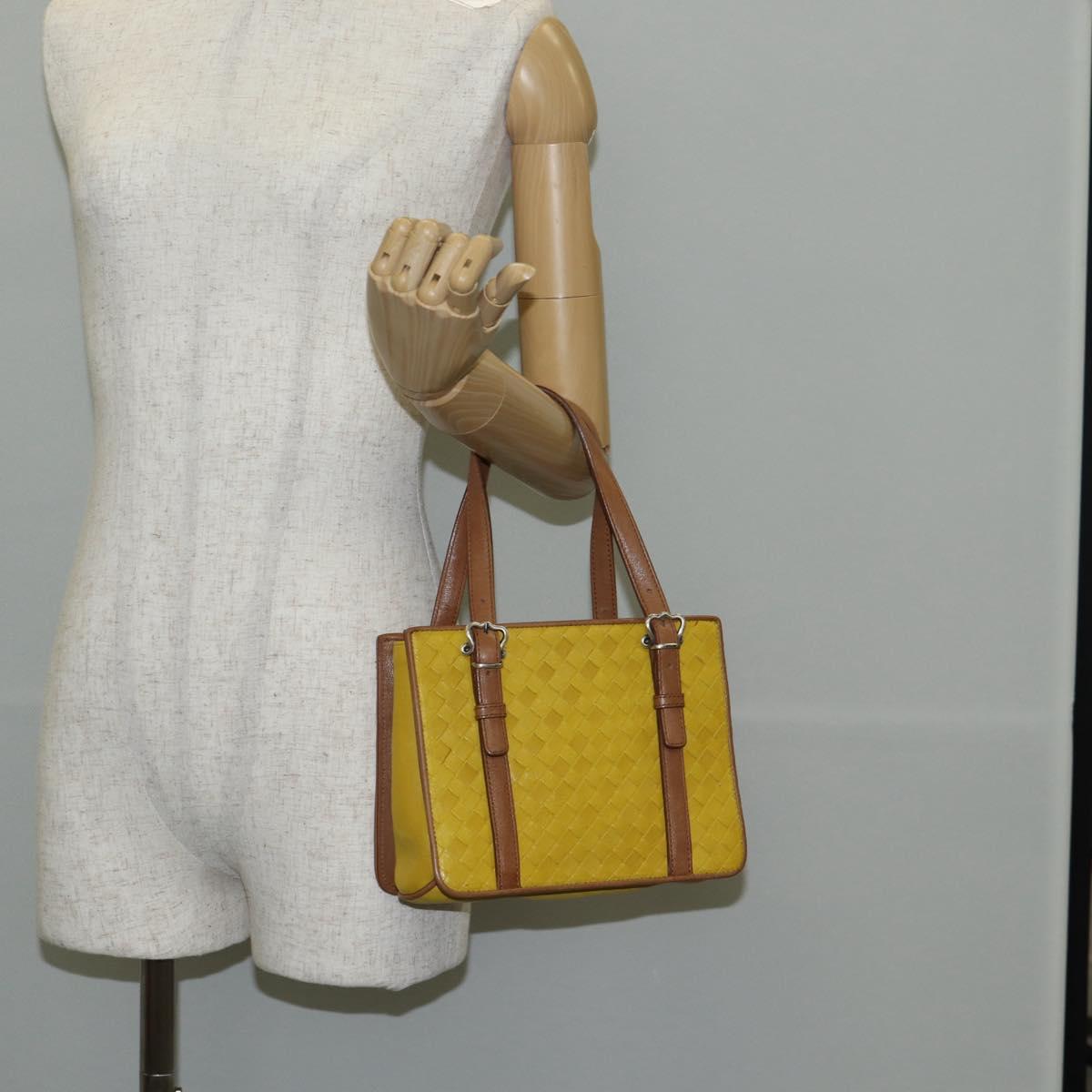 BOTTEGA VENETA INTRECCIATO Hand Bag Leather Outlet Yellow Silver Auth 143785V