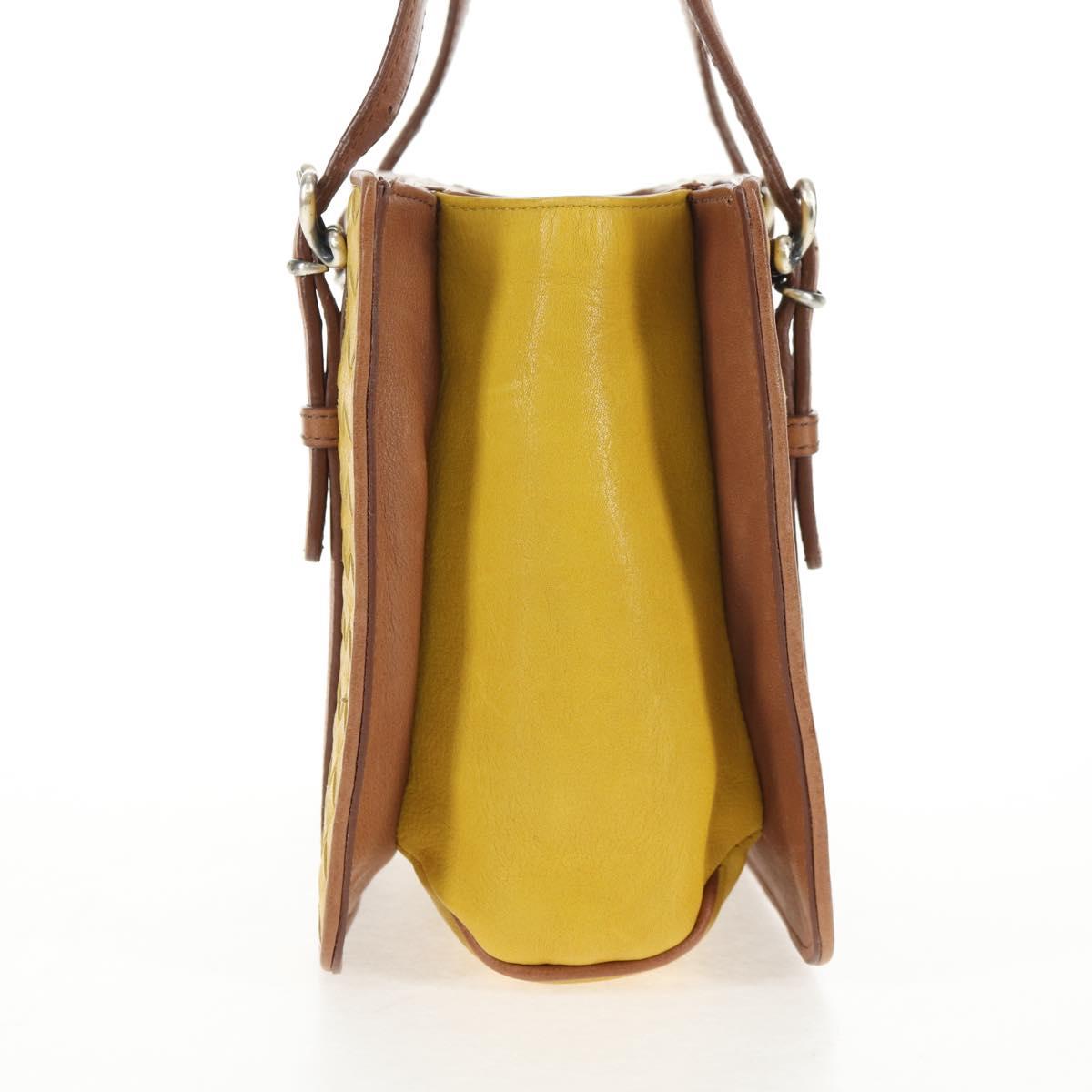 BOTTEGA VENETA INTRECCIATO Hand Bag Leather Outlet Yellow Silver Auth 143785V