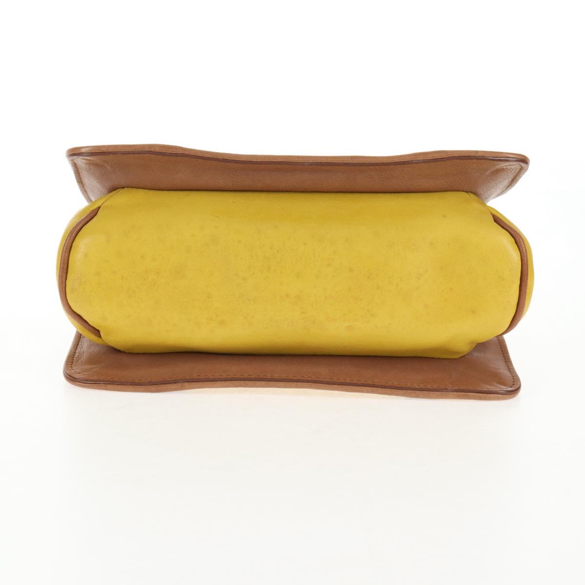 BOTTEGA VENETA INTRECCIATO Hand Bag Leather Outlet Yellow Silver Auth 143785V