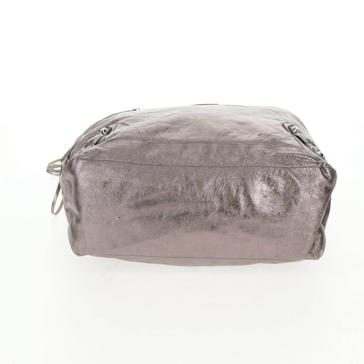 BALENCIAGA The Day Shoulder Bag Leather Silver 140442 Auth 143787V