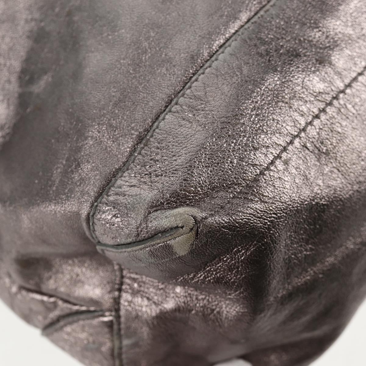 BALENCIAGA The Day Shoulder Bag Leather Silver 140442 Auth 143787V