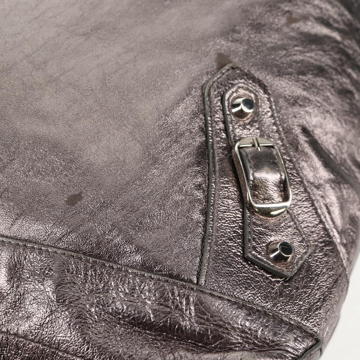 BALENCIAGA The Day Shoulder Bag Leather Silver 140442 Auth 143787V
