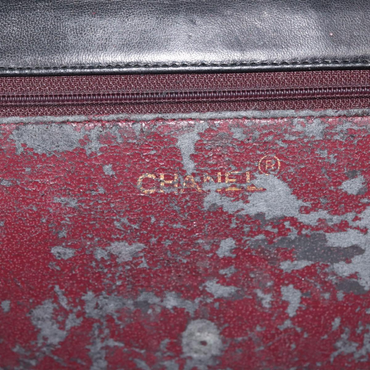 CHANEL Chain Shoulder Bag Lamb Skin Black Gold CC Auth 143810