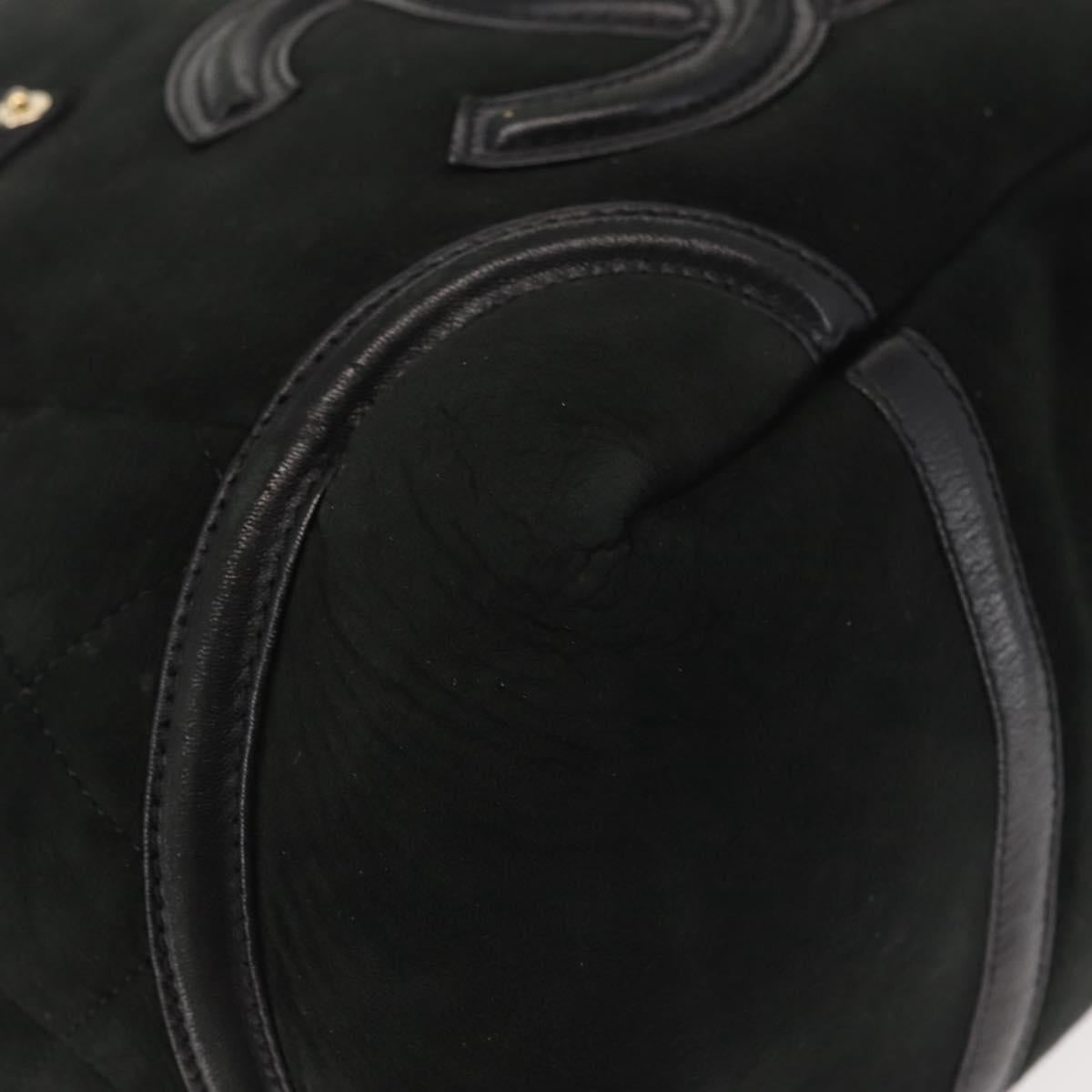 CHANEL Hand Bag Mouton Black Gold CC Auth 143816