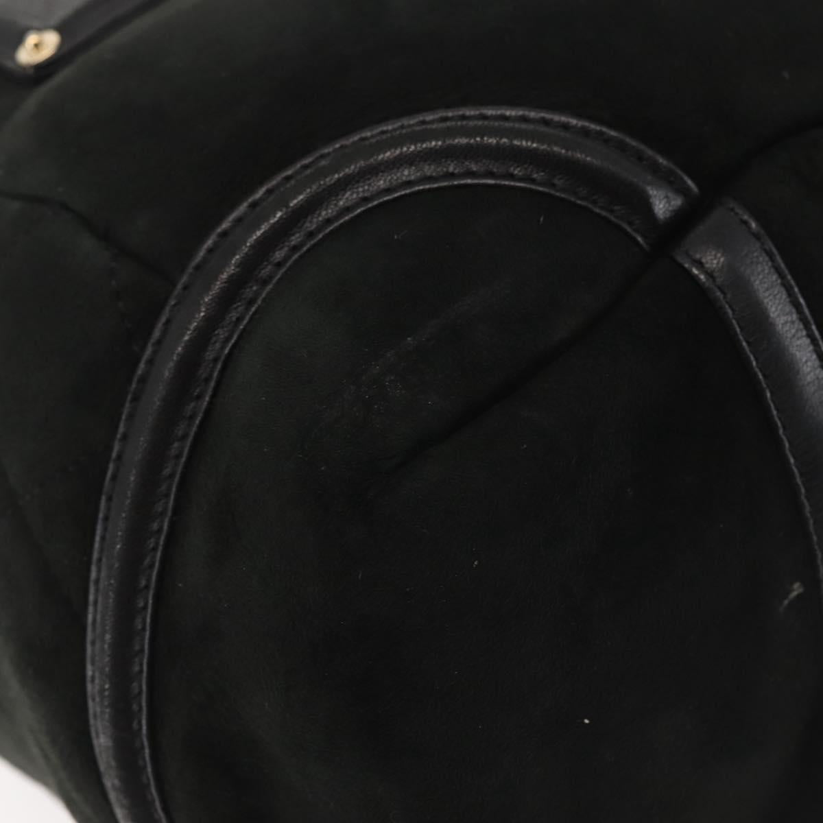 CHANEL Hand Bag Mouton Black Gold CC Auth 143816