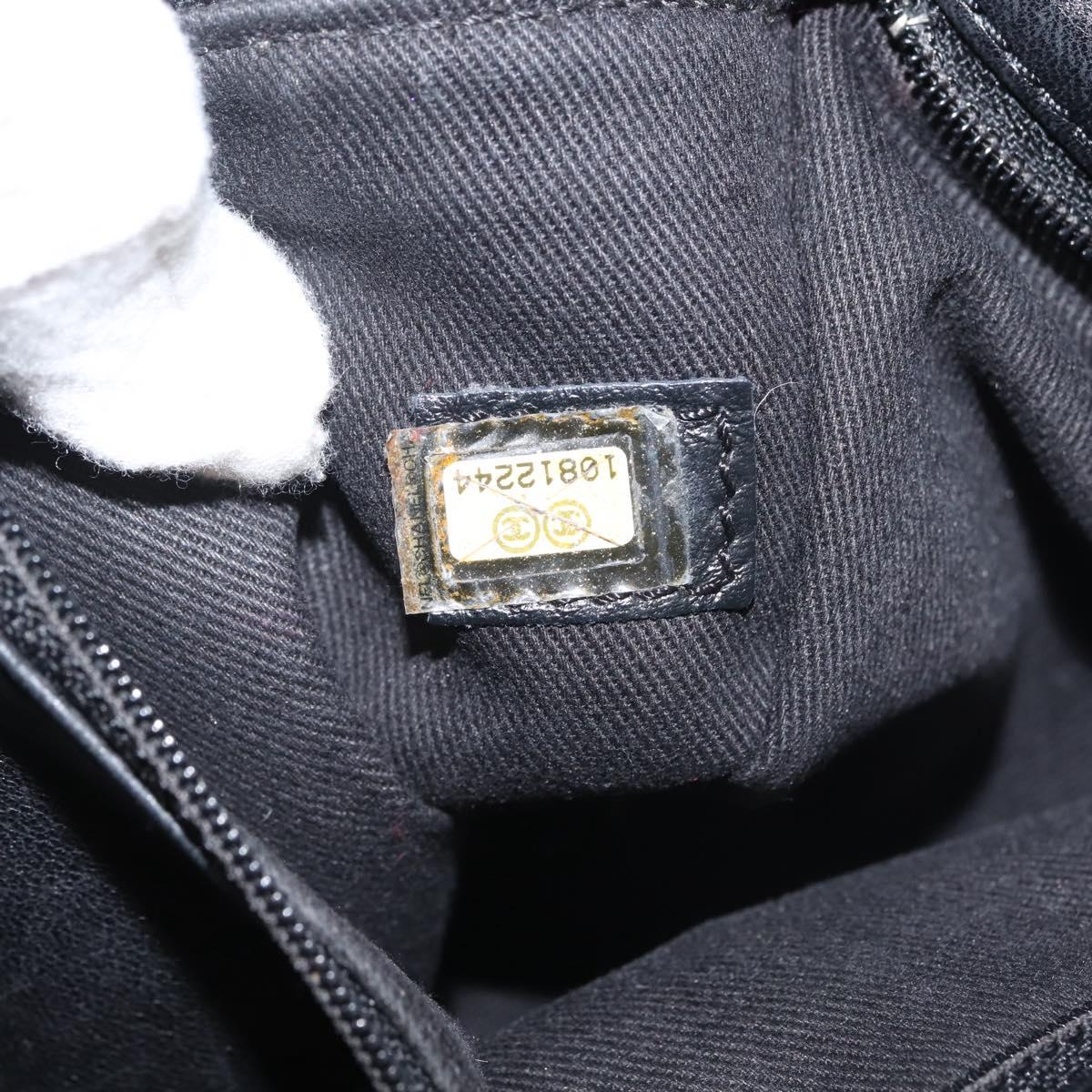 CHANEL Hand Bag Mouton Black Gold CC Auth 143816