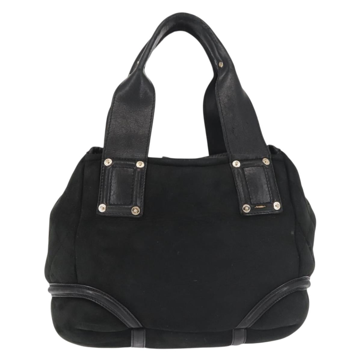CHANEL Hand Bag Mouton Black Gold CC Auth 143816