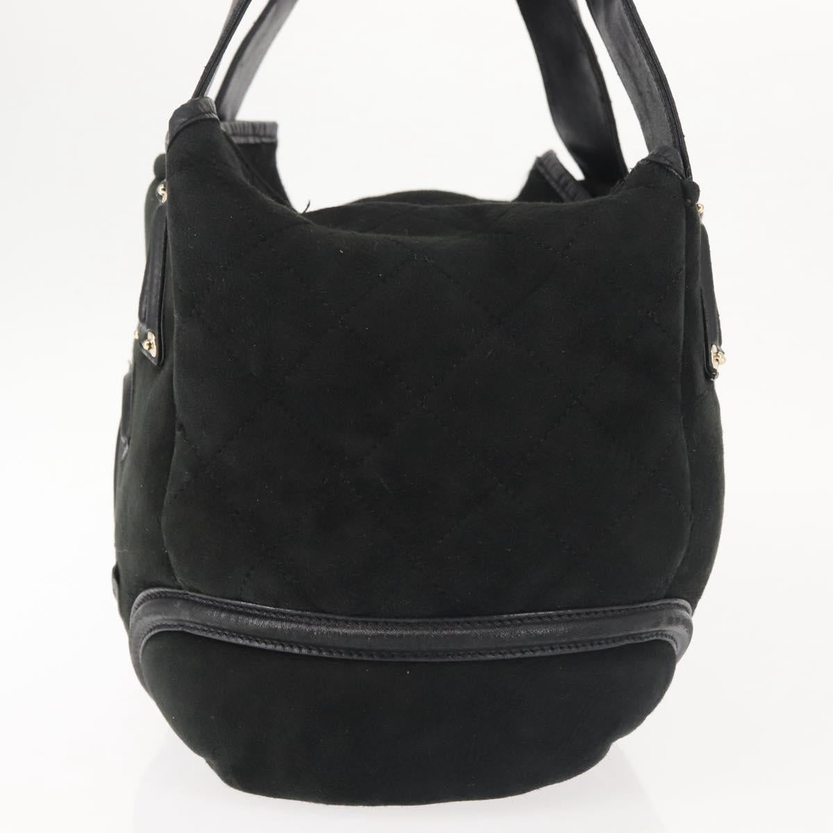 CHANEL Hand Bag Mouton Black Gold CC Auth 143816