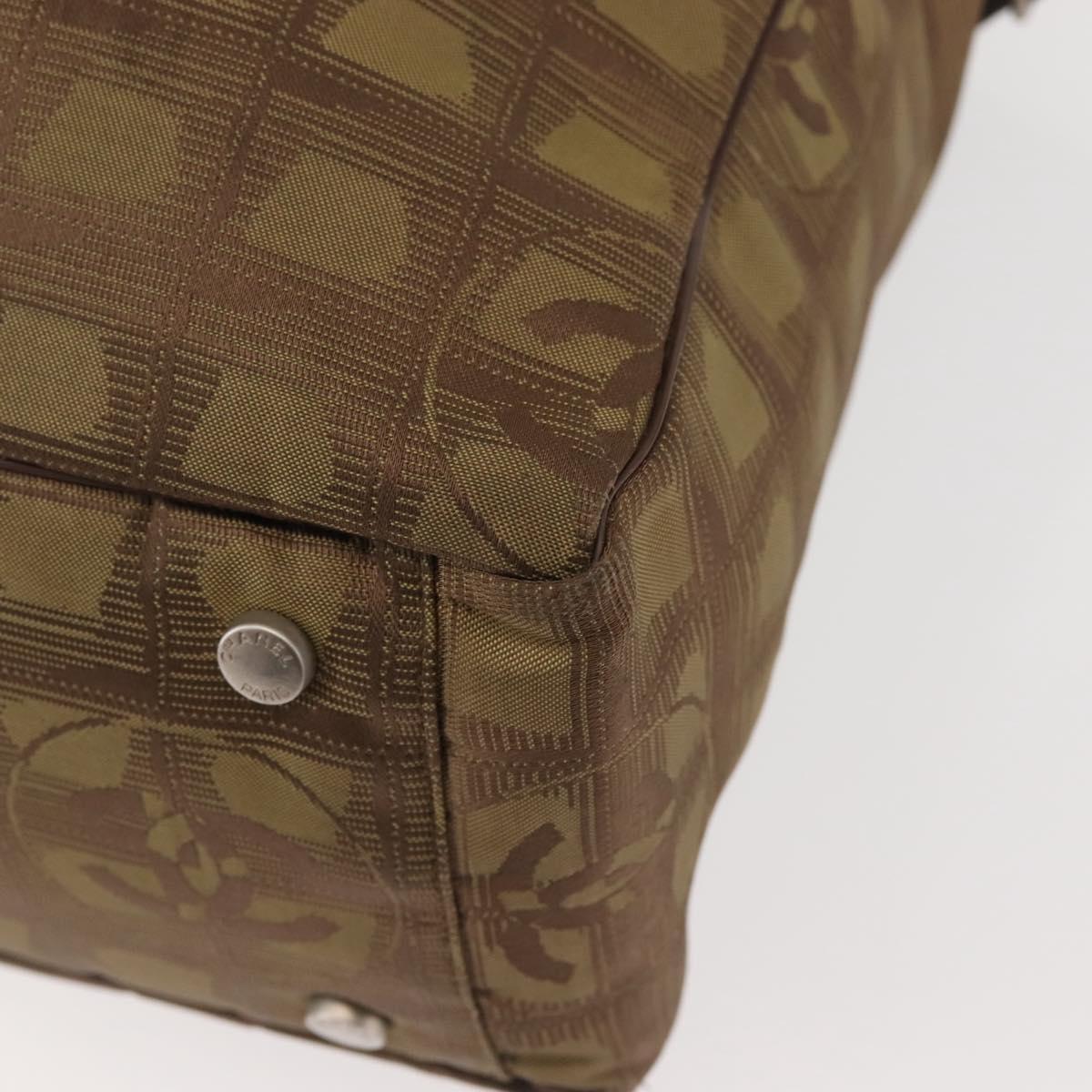 CHANEL New Travel Line Tote Bag Nylon Khaki CC Auth 143817
