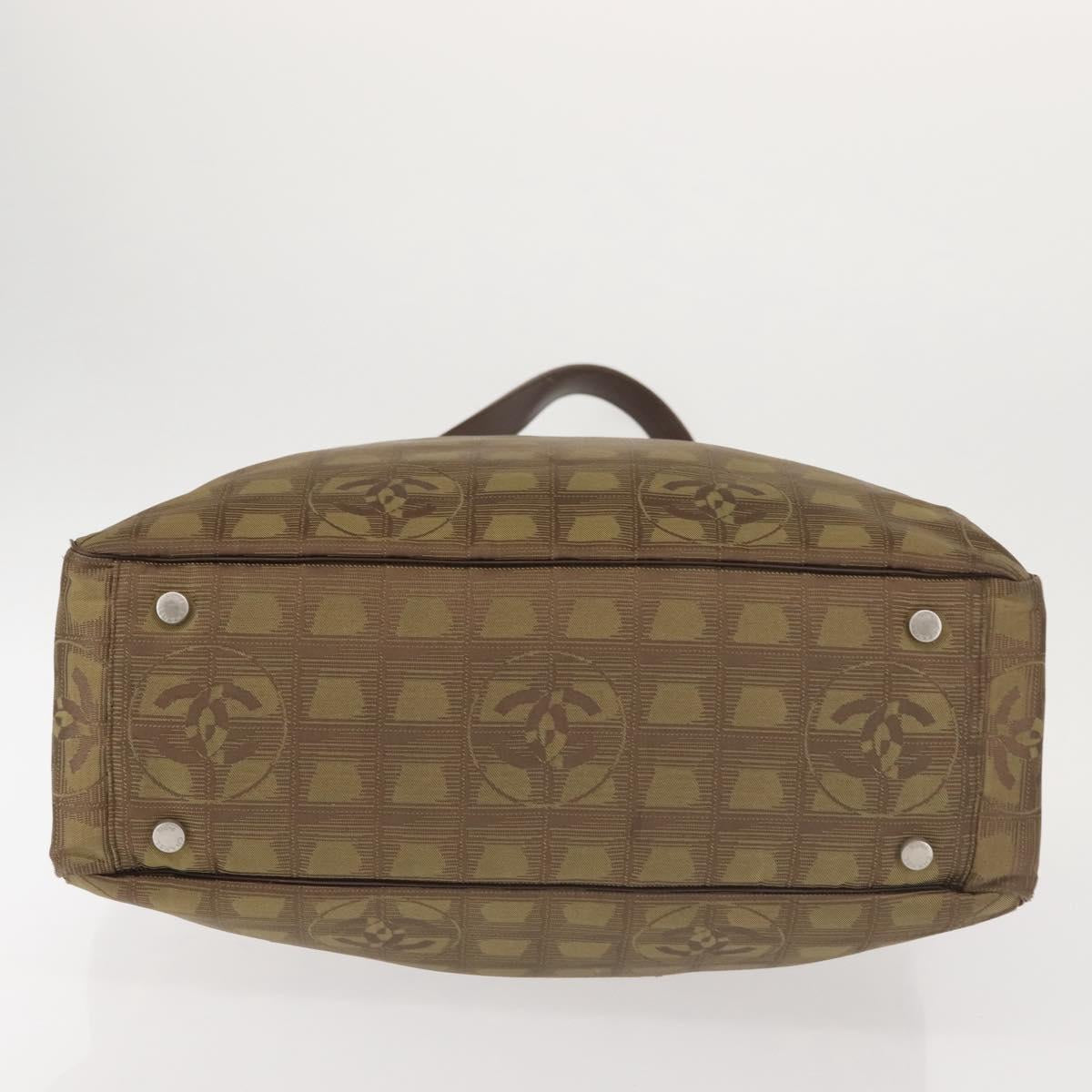 CHANEL New Travel Line Tote Bag Nylon Khaki CC Auth 143817