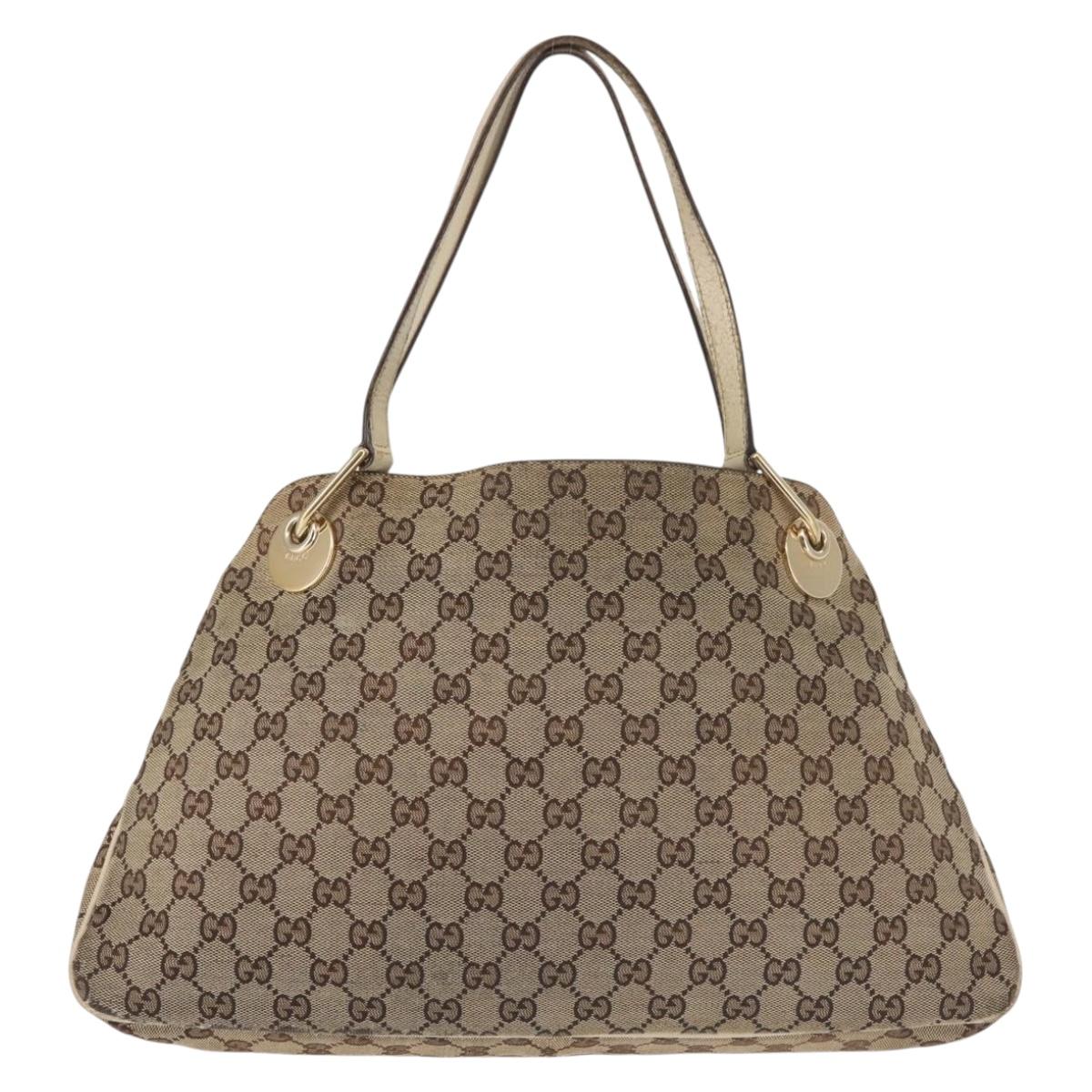 GUCCI GG Canvas Tote Bag Beige Gold 121023 Auth 143818