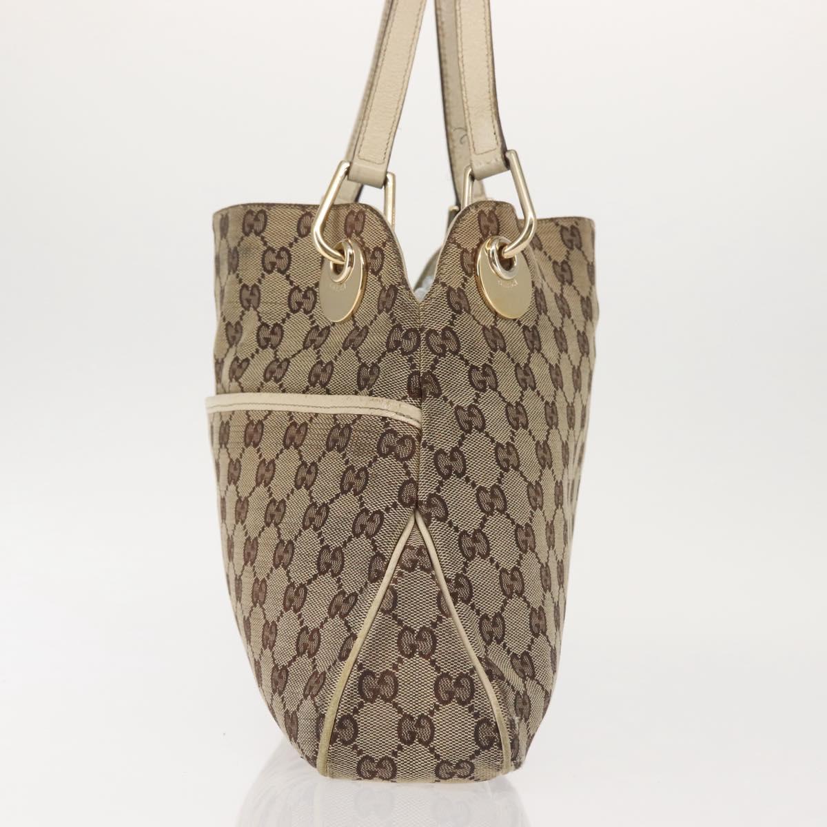 GUCCI GG Canvas Tote Bag Beige Gold 121023 Auth 143818