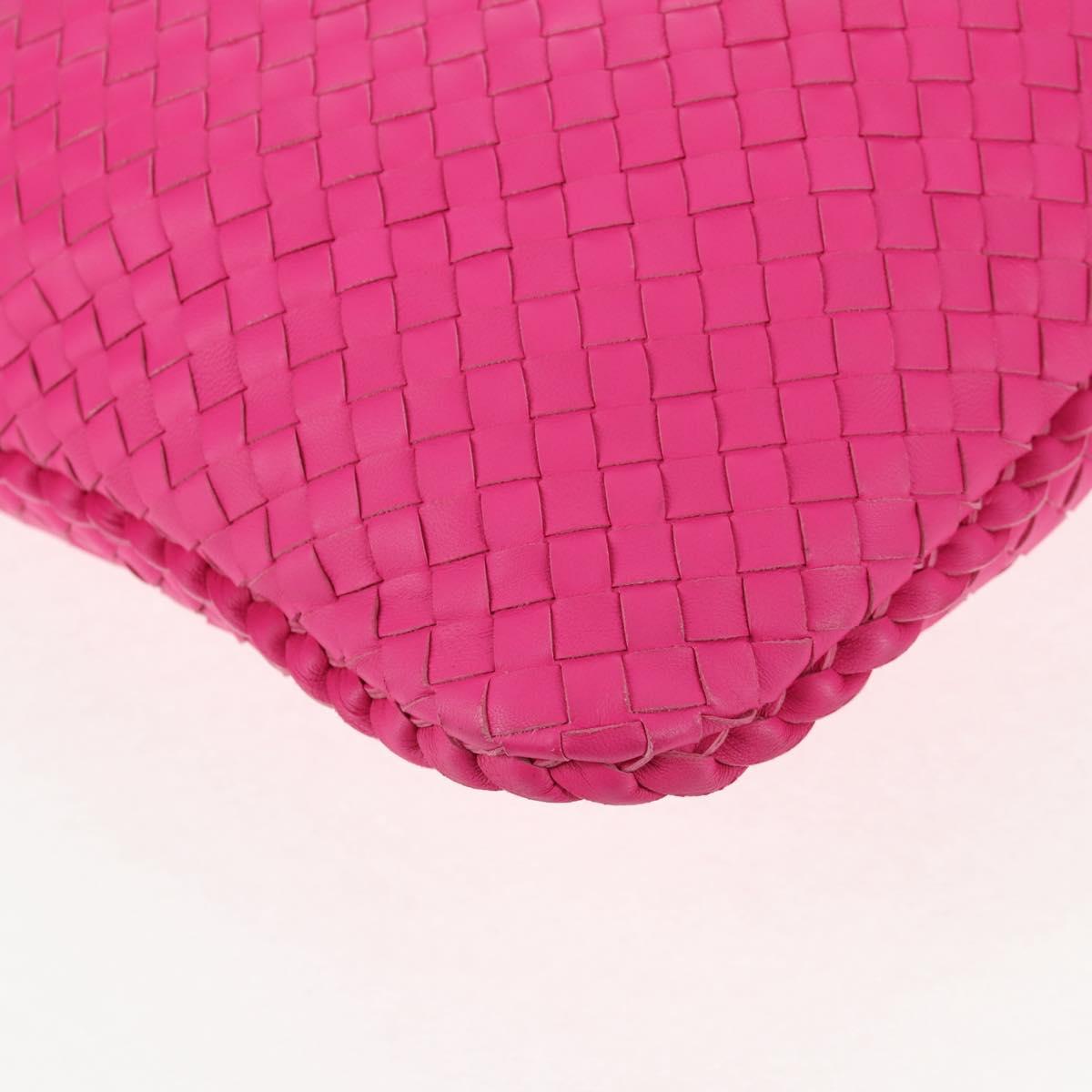 BOTTEGA VENETA INTRECCIATO Hobo Shoulder Bag Leather Pink Silver Auth 143823V