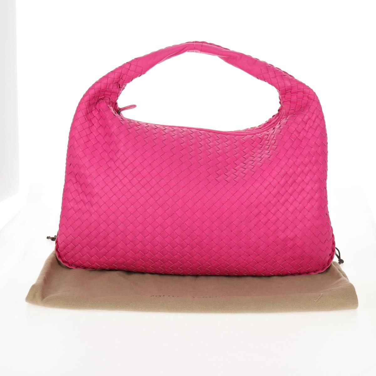 BOTTEGA VENETA INTRECCIATO Hobo Shoulder Bag Leather Pink Silver Auth 143823V