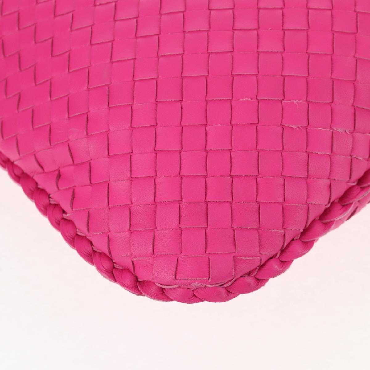 BOTTEGA VENETA INTRECCIATO Hobo Shoulder Bag Leather Pink Silver Auth 143824V