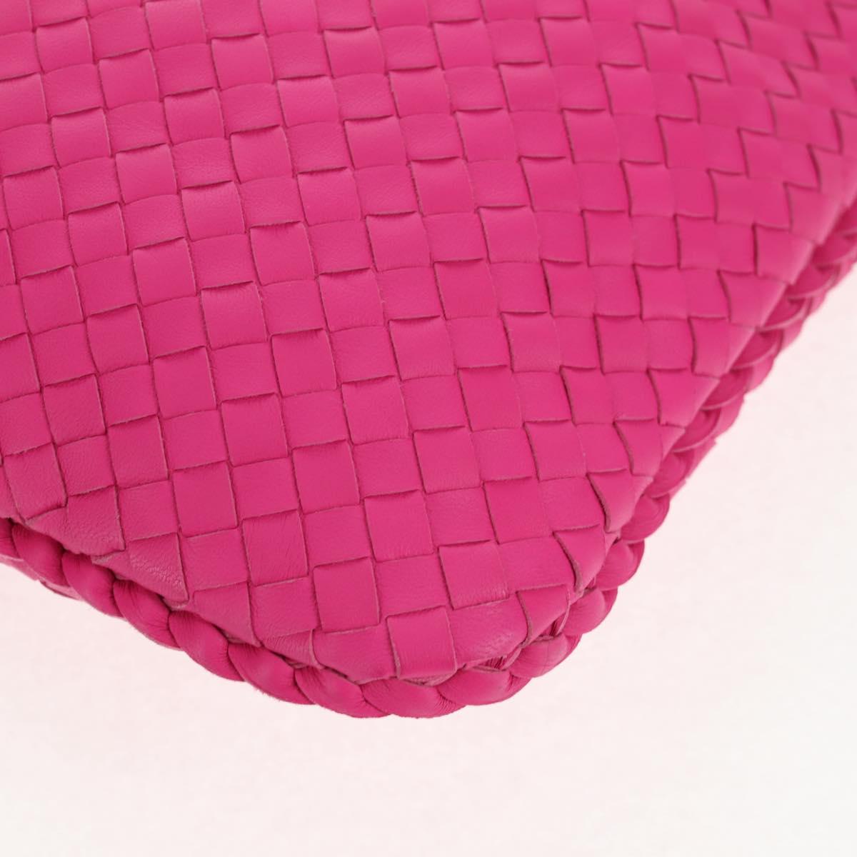 BOTTEGA VENETA INTRECCIATO Hobo Shoulder Bag Leather Pink Silver Auth 143824V