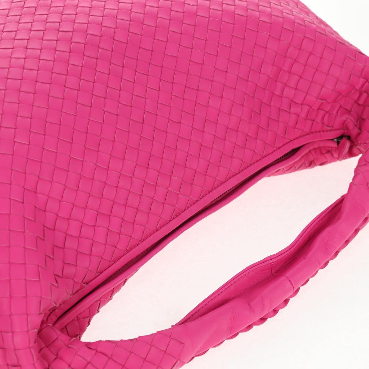 BOTTEGA VENETA INTRECCIATO Hobo Shoulder Bag Leather Pink Silver Auth 143824V