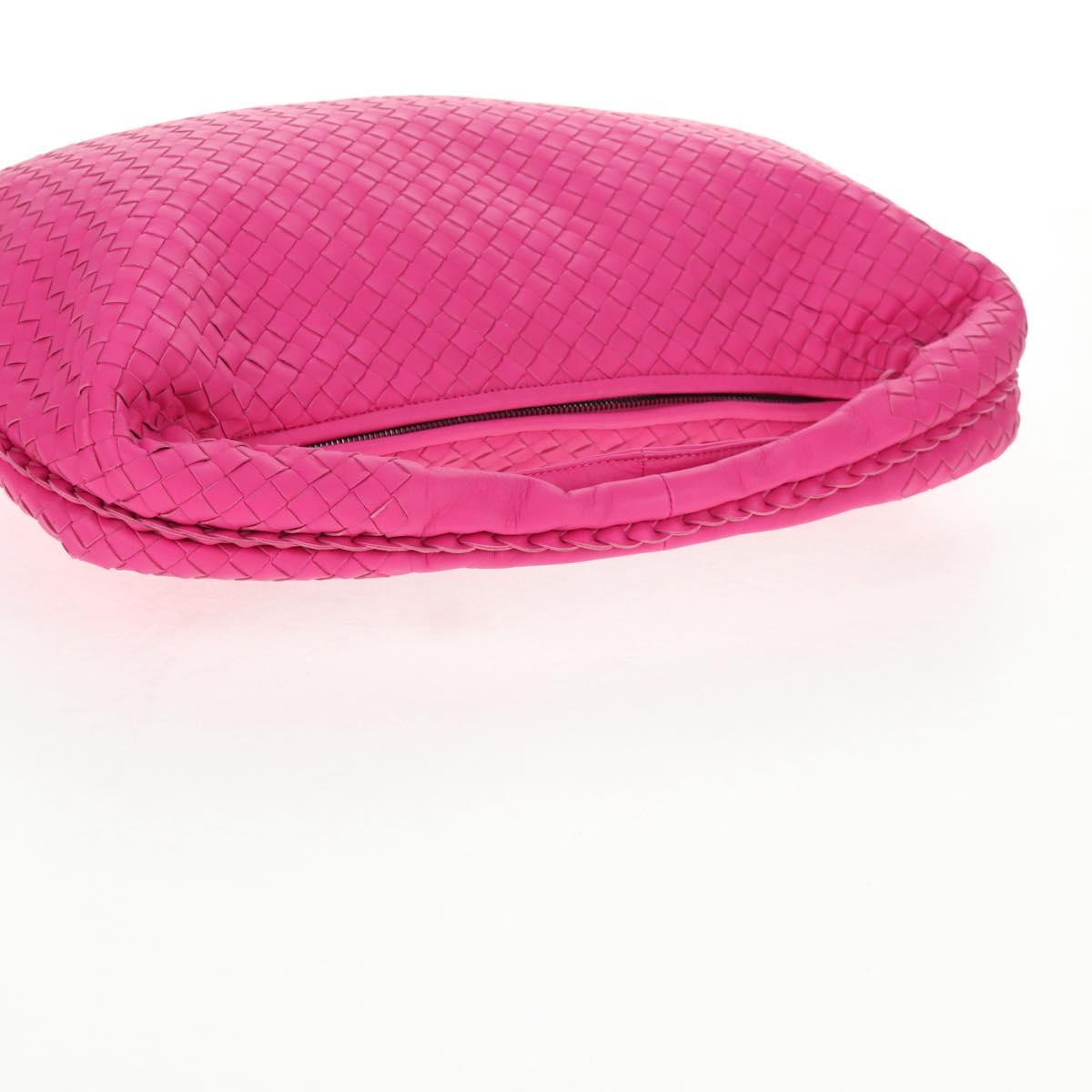 BOTTEGA VENETA INTRECCIATO Hobo Shoulder Bag Leather Pink Silver Auth 143824V
