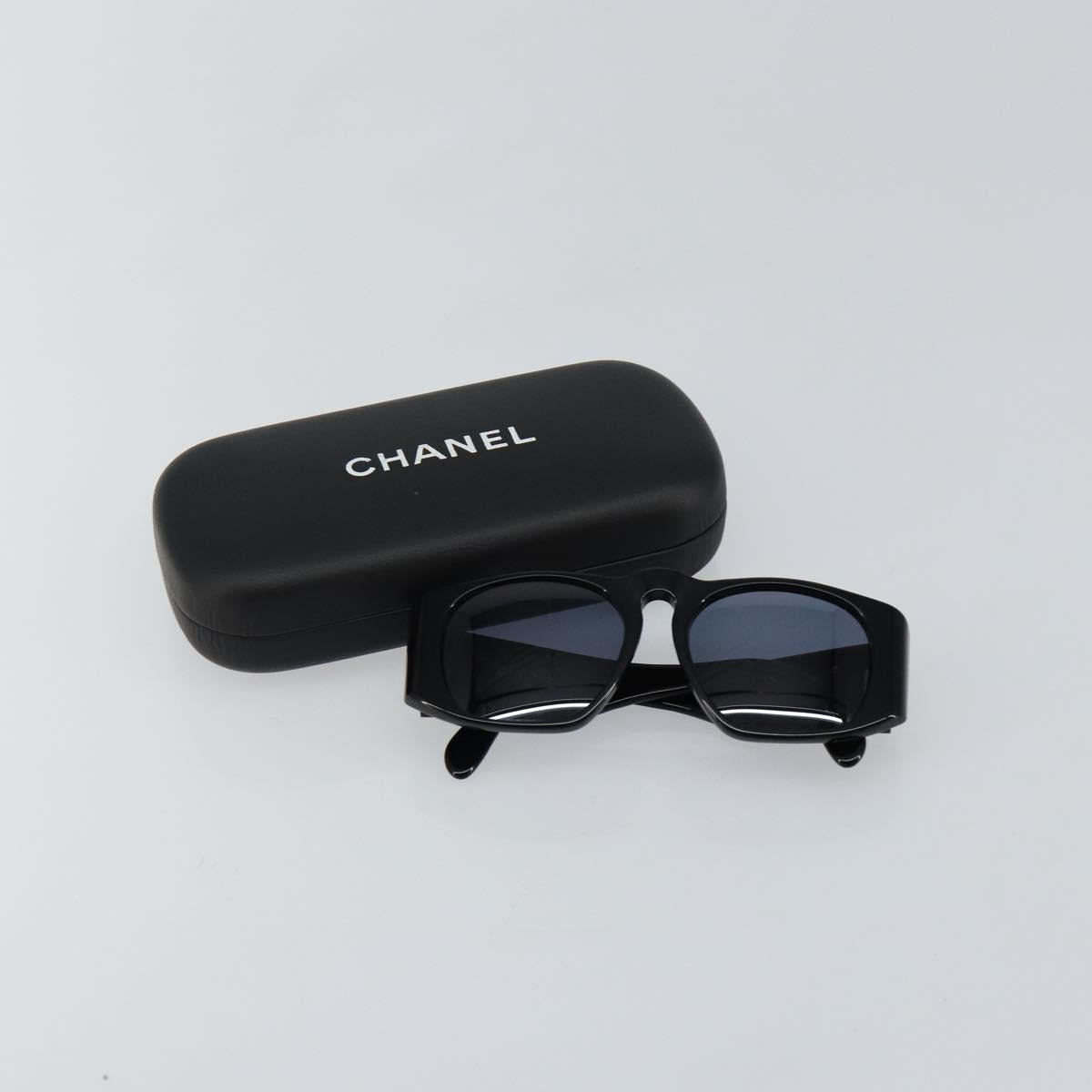 CHANEL COCO Mark Matelasse Sunglasses plastic Black CC Auth 143838