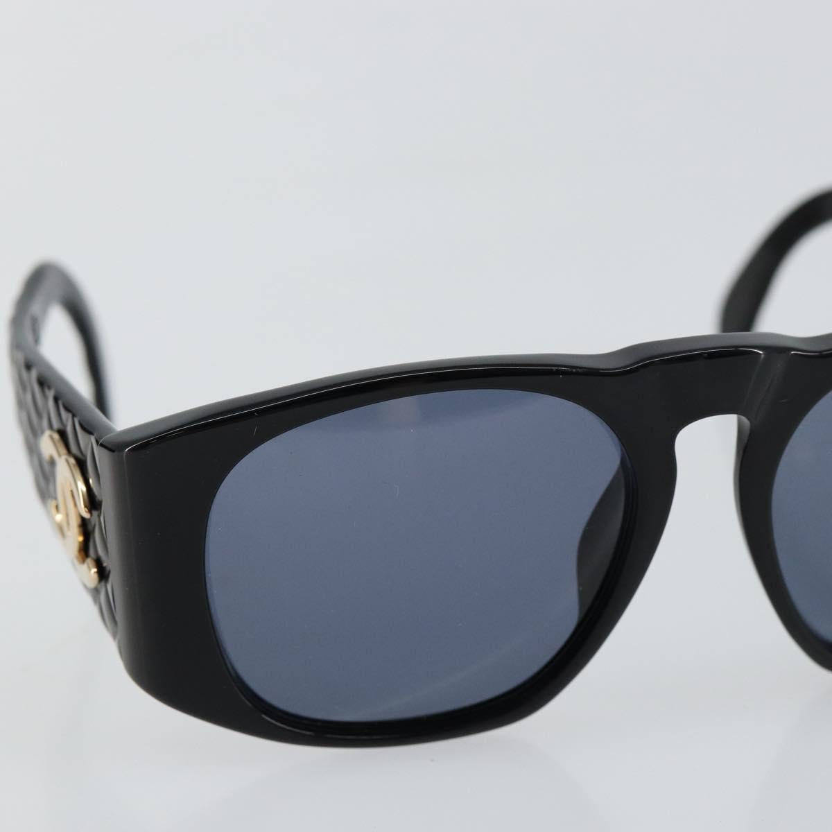 CHANEL COCO Mark Matelasse Sunglasses plastic Black CC Auth 143838