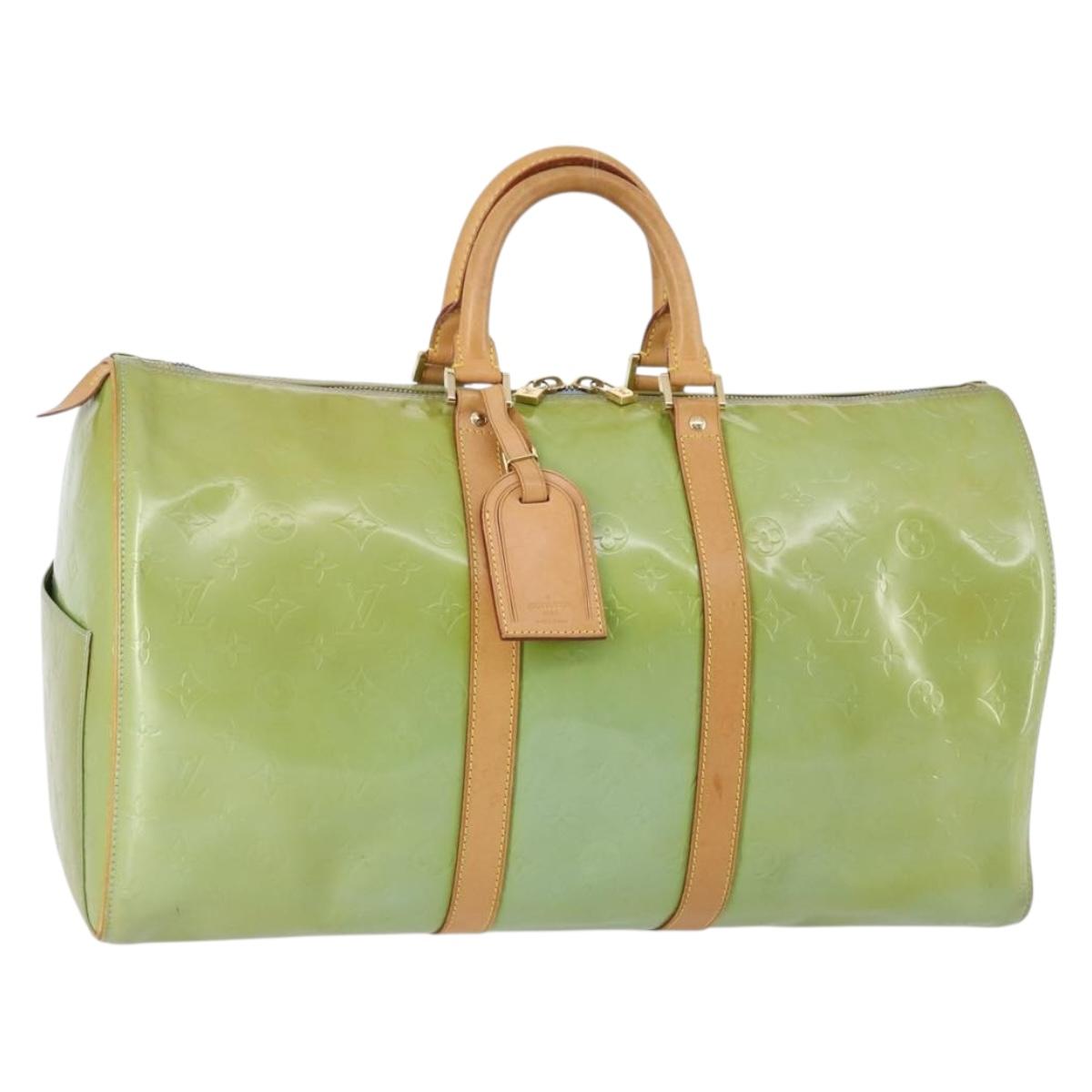 LOUIS VUITTON Monogram Vernis Mercer Boston Bag Baby Blue M91001 LV Auth 143900
