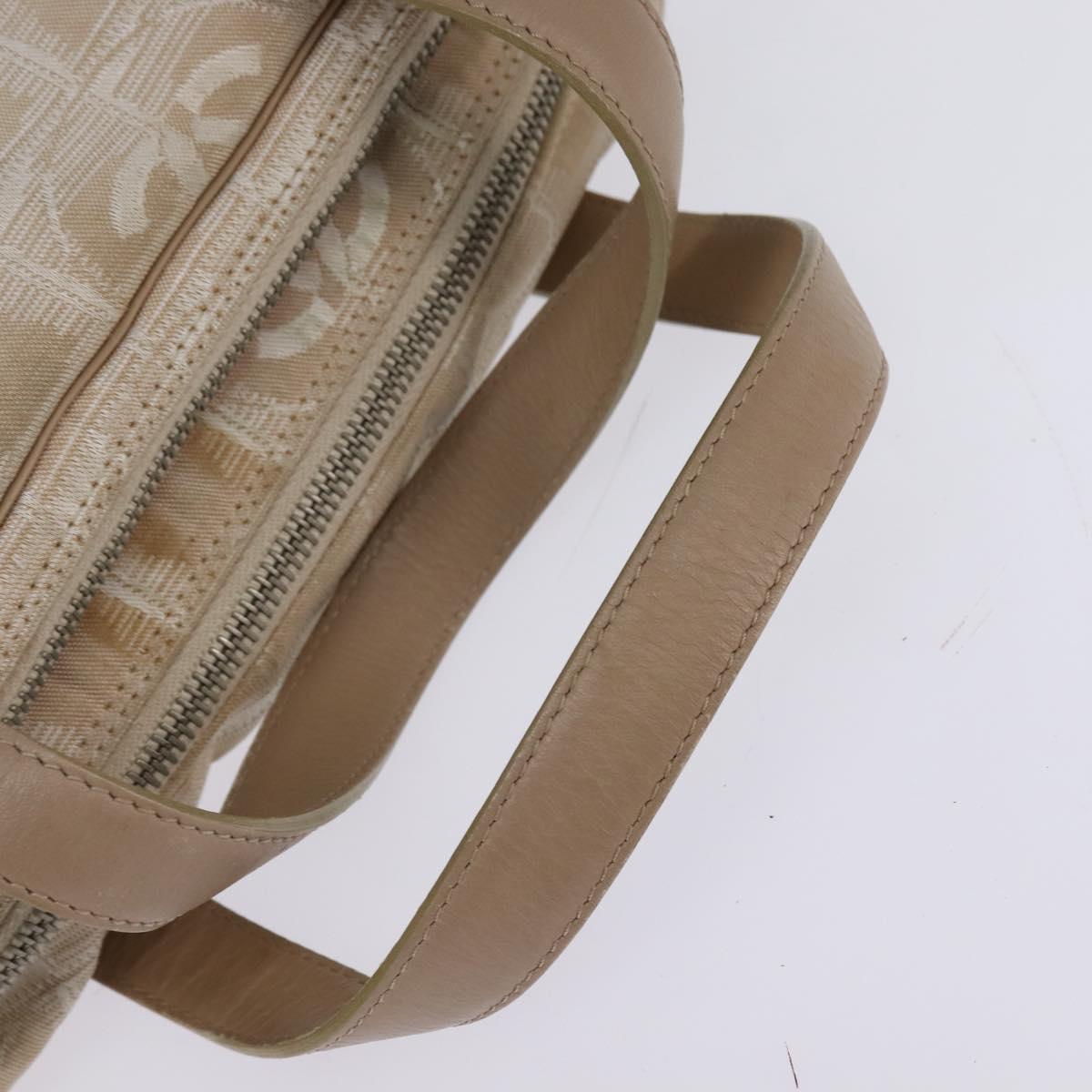 CHANEL New Travel Line Hand Bag Nylon 2way Beige Silver CC Auth 143907