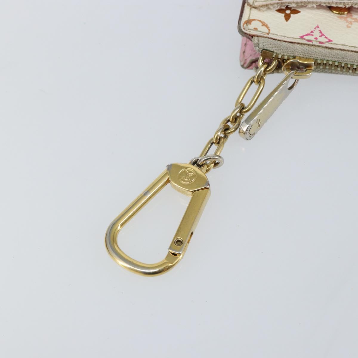 LOUIS VUITTON Multicolor Pochette ClesNM Coin Purse White M93734 LV Auth 143912