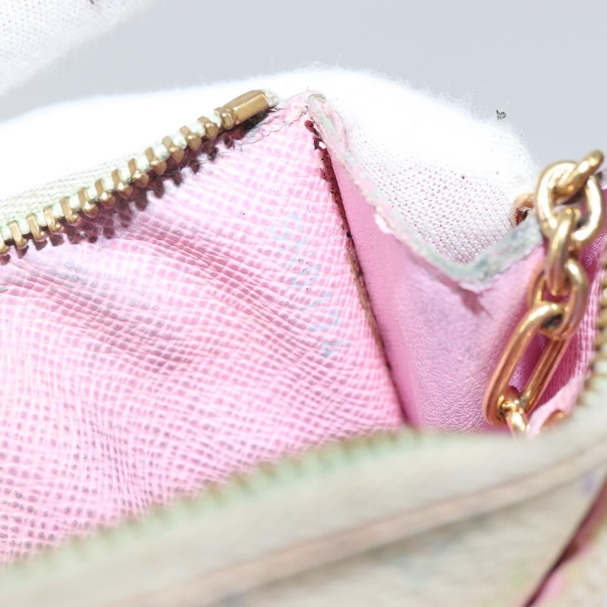 LOUIS VUITTON Multicolor Pochette ClesNM Coin Purse White M93734 LV Auth 143912