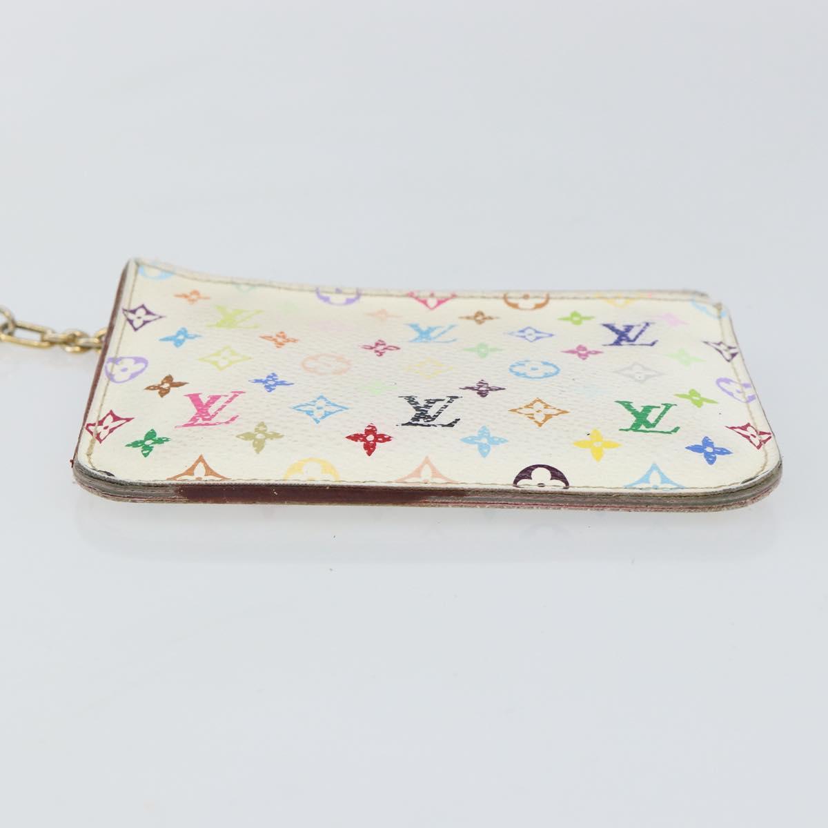 LOUIS VUITTON Multicolor Pochette ClesNM Coin Purse White M93734 LV Auth 143912