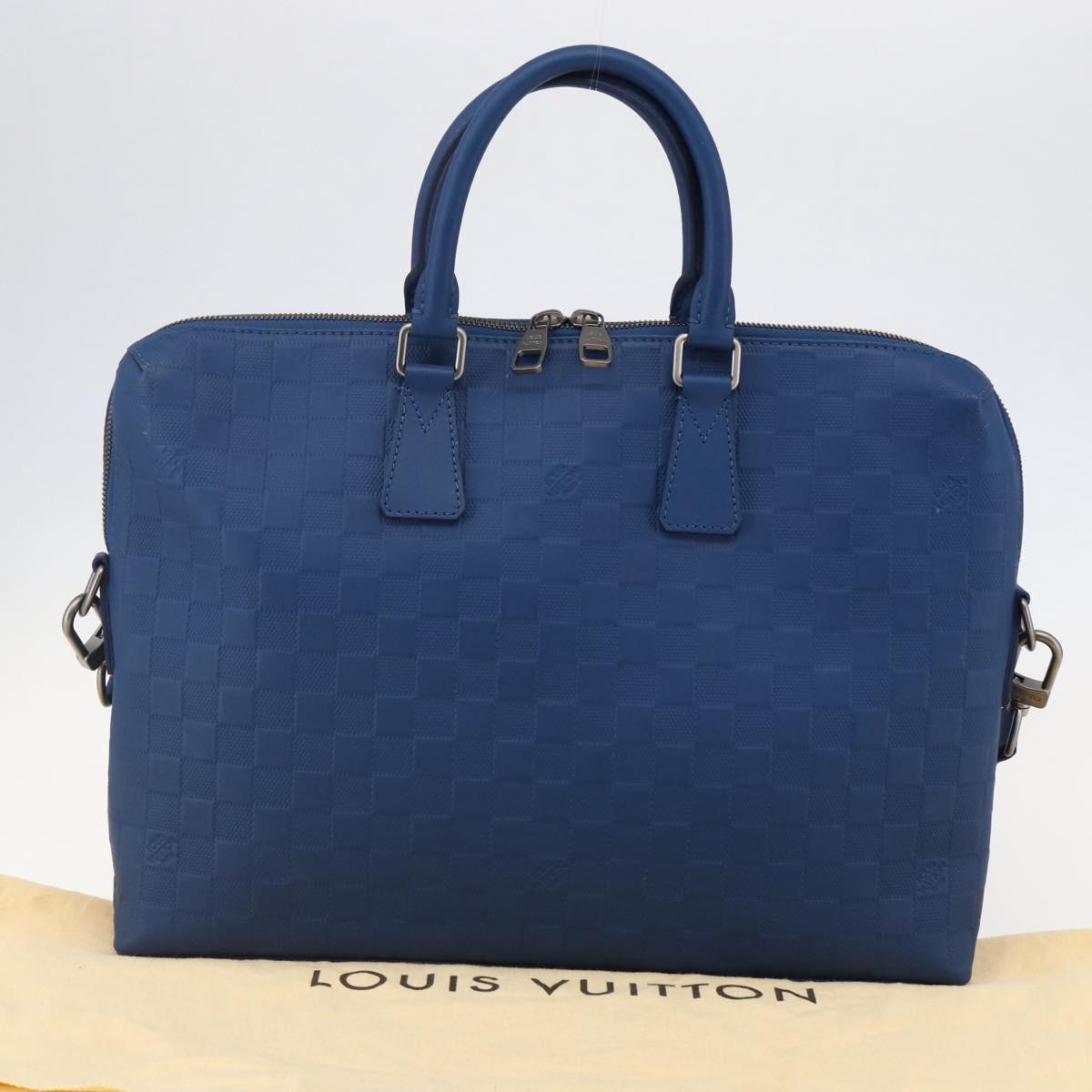 LOUIS VUITTON Damier Infini Porte DocumentsJules Bag Blue N41328 Auth 143920