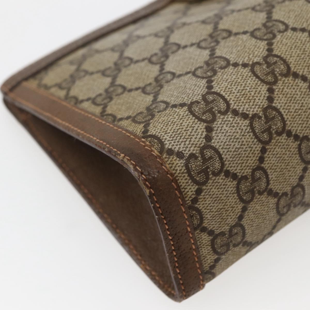 GUCCI GG Supreme Web Sherry Line Clutch Bag PVC Beige Gold 89 01 032 Auth 143928